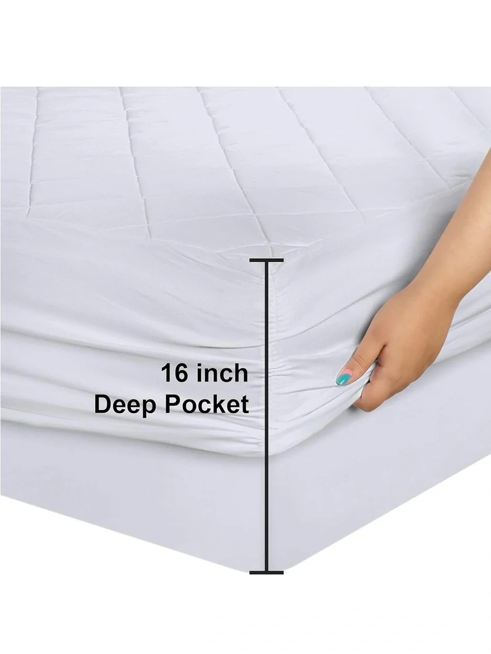 Cal King Mattress Pad. Deep Pocket White Mattress Protector - 16